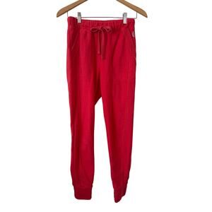 Free People Movement Fleece Lined Red Coral High Rise Joggers Lounge Wear-M